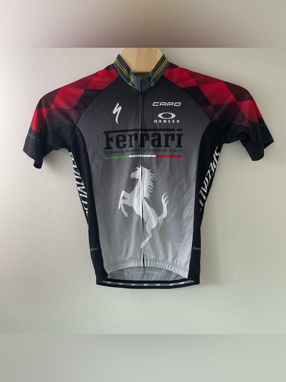 Capo La Ferrari Cycling Jersey Mens L Black Red Made In Italy Newport Beach Bike